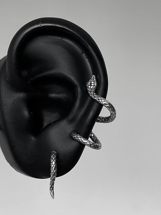 Silver Serpent Helix Earrings