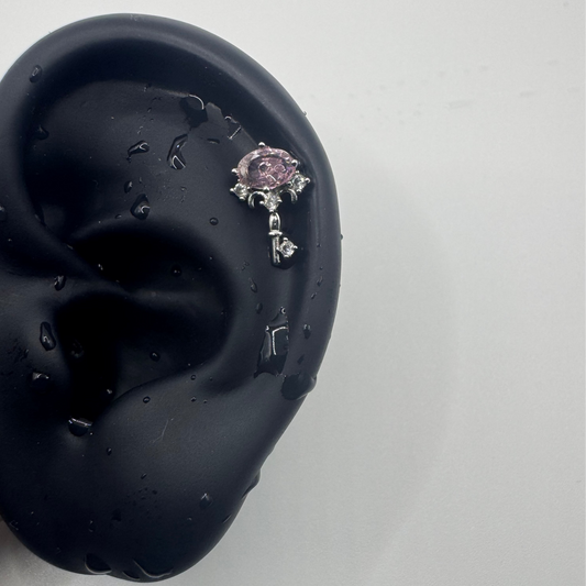 Rosé Key Crystal Helix Earring