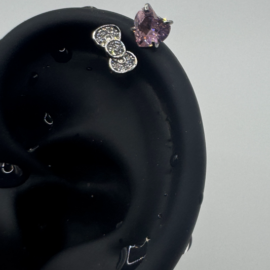 Petal Pink Heart Helix Hoop