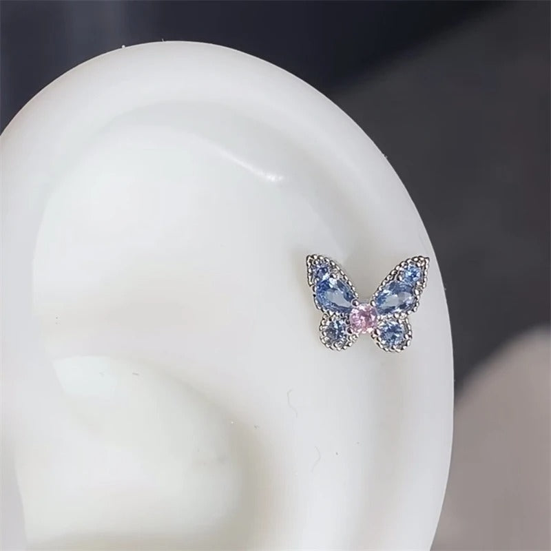 Aurora Blue Butterfly Helix Earring
