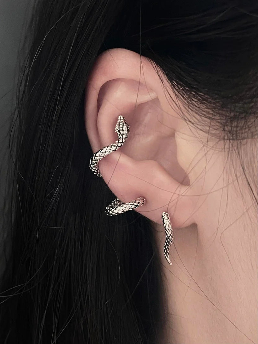 Silver Serpent Helix Earrings