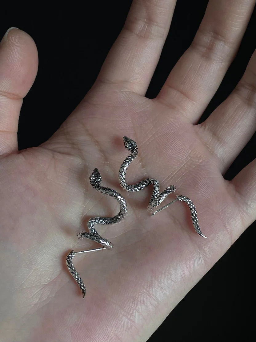 Silver Serpent Helix Earrings