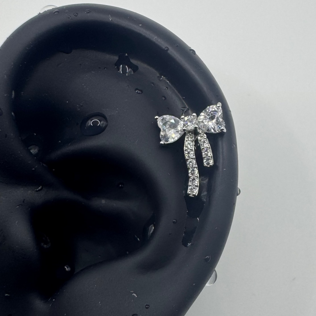 Crystal Bow Helix Earrings