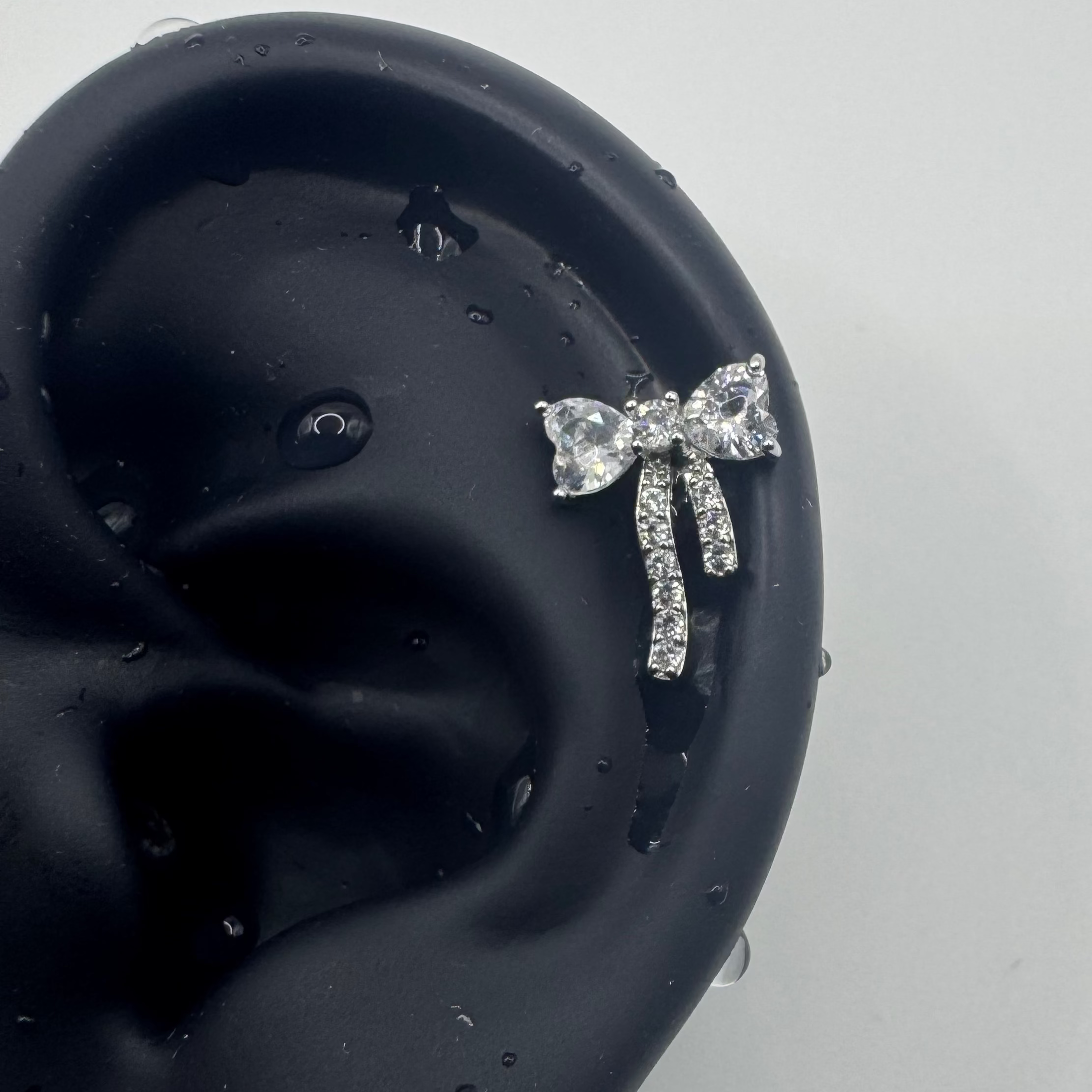 Crystal Bow Helix Earrings