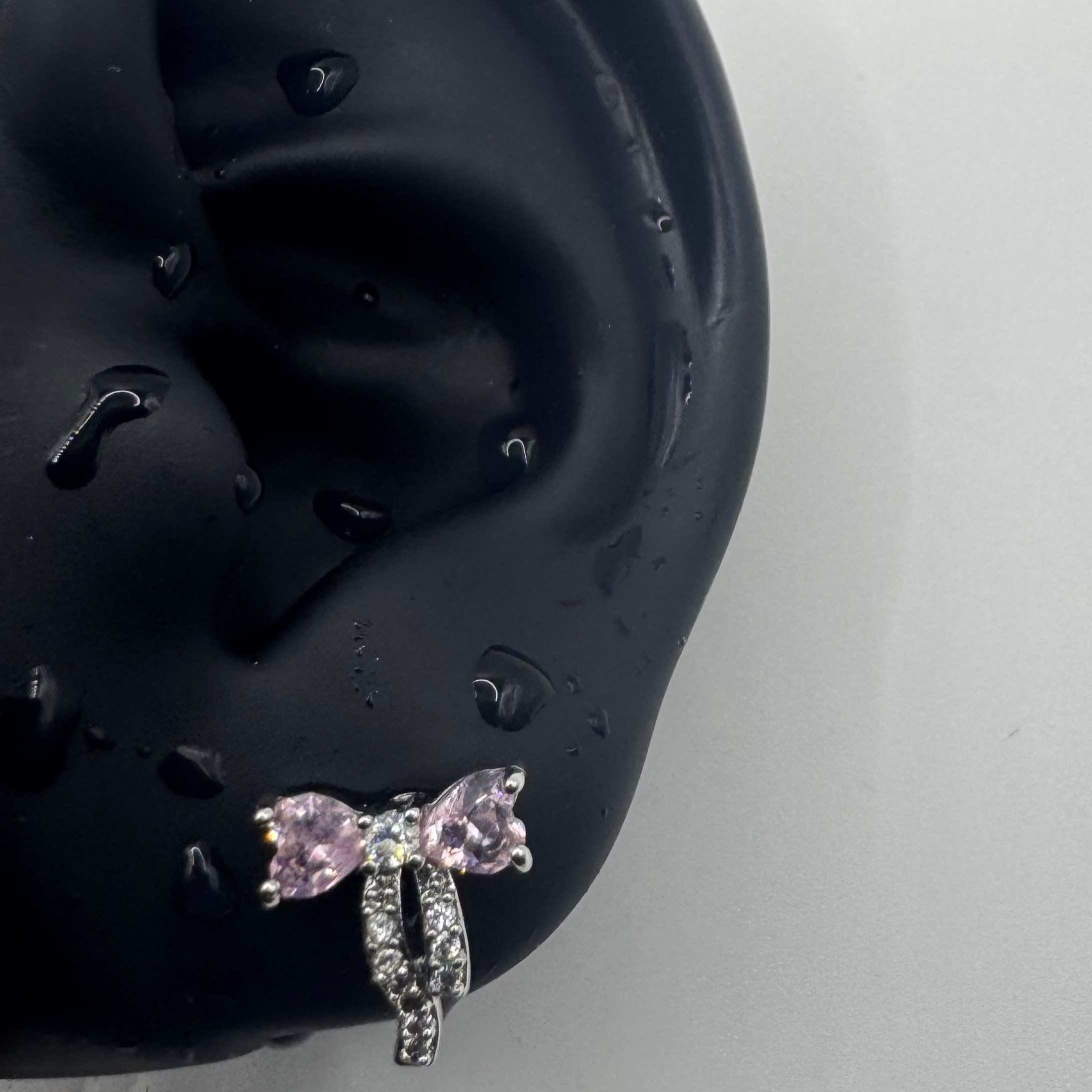 Rosé Crystal Bow Helix Earring