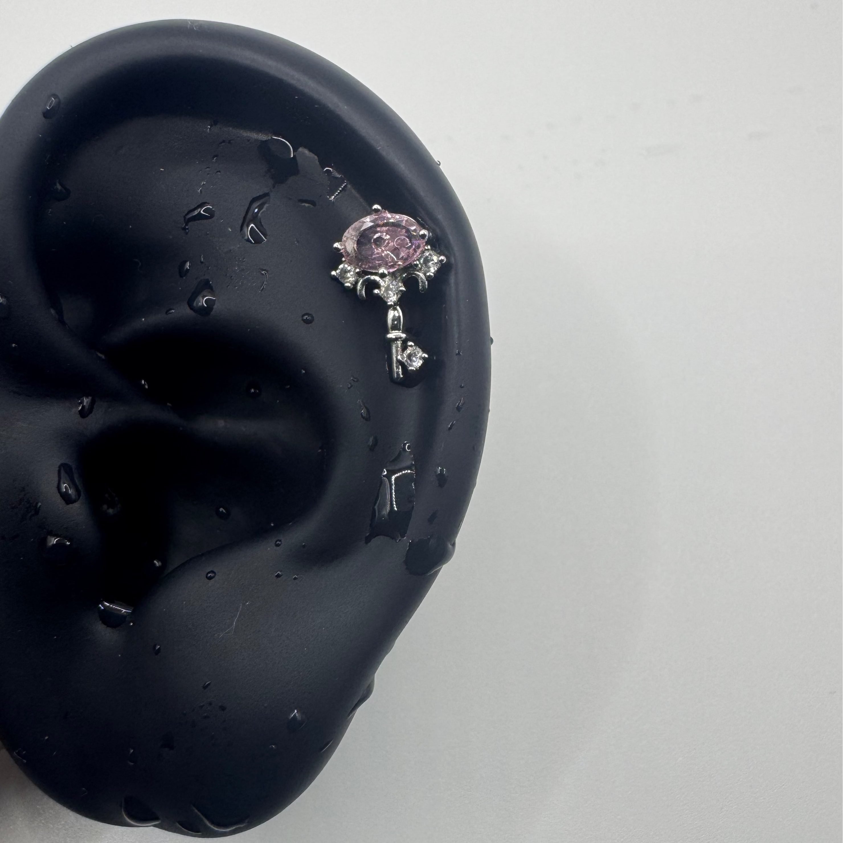 Rosé Key Crystal Helix Earring