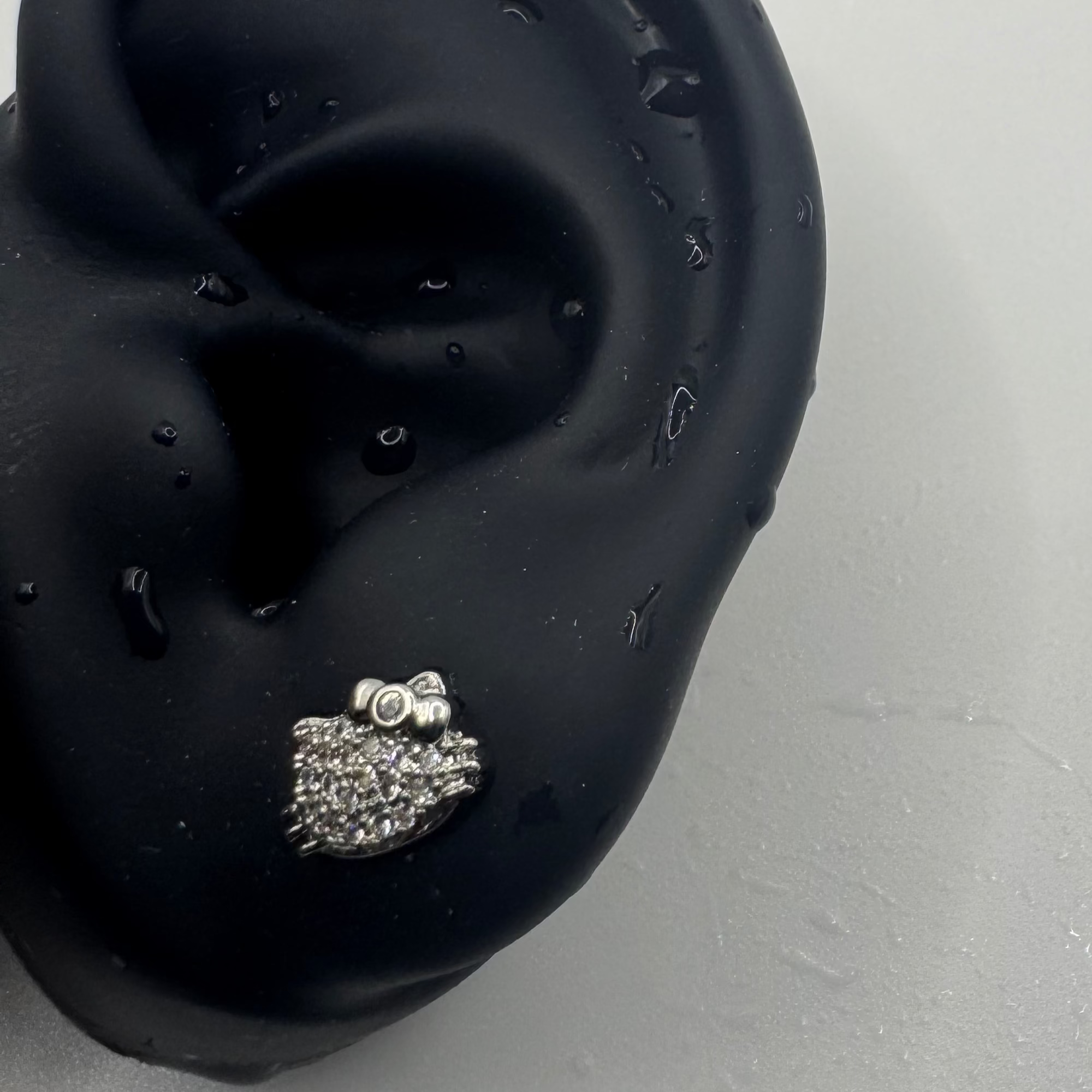 Crystal Kitty Helix Earring