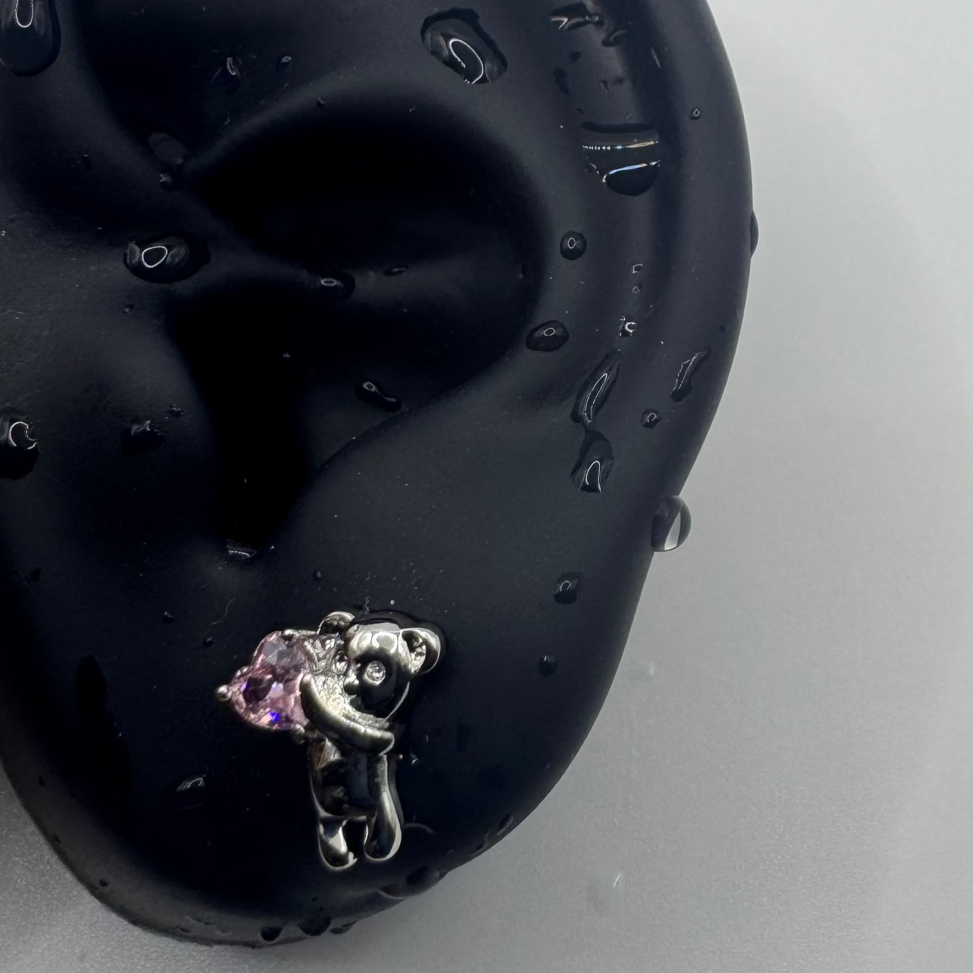 Teddy Pink Heart Helix Earring