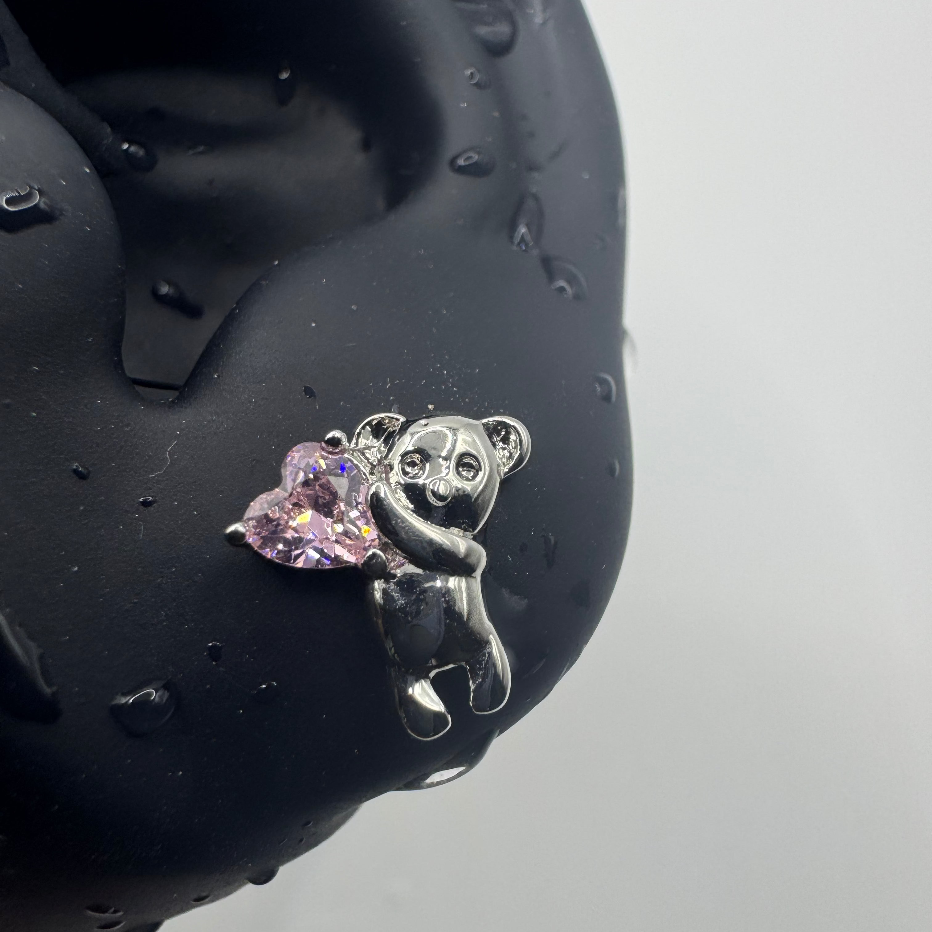 Teddy Pink Heart Helix Earring