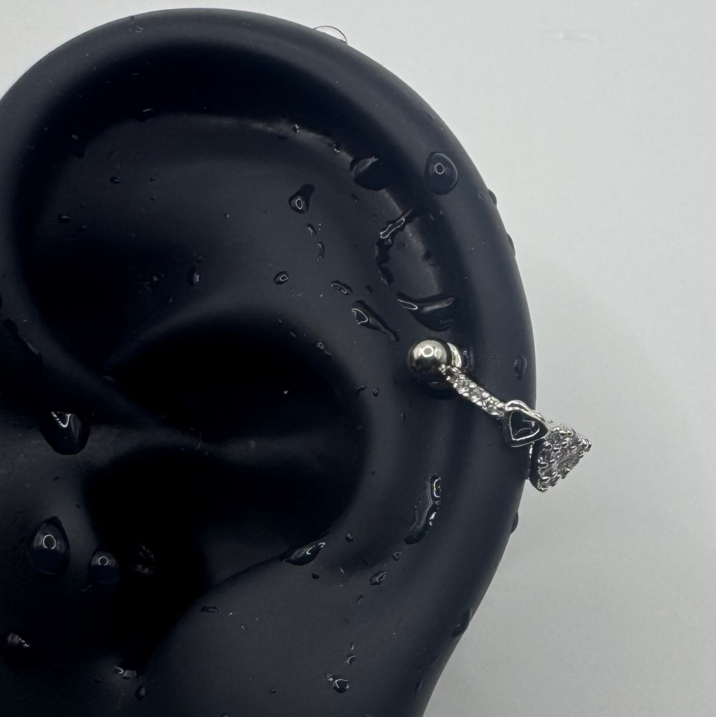 Crystal Heart Helix Earrings