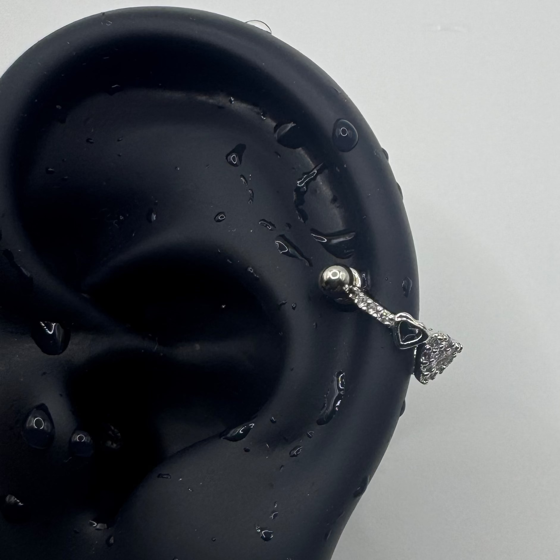 Crystal Heart Helix Earrings