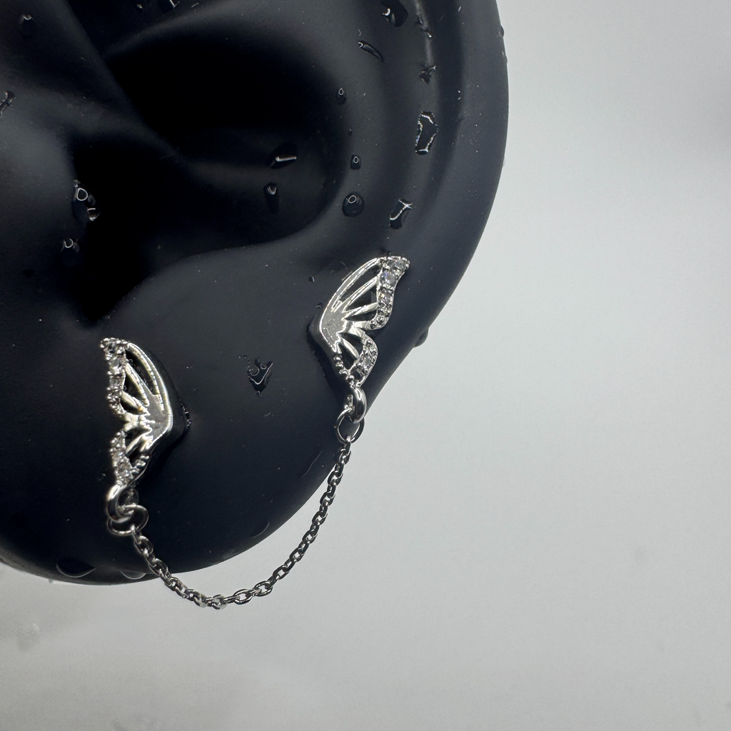 Butterfly Wing Helix Chain Earrings