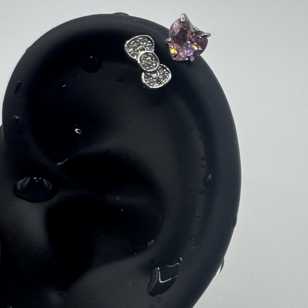 Petal Pink Heart Helix Hoop