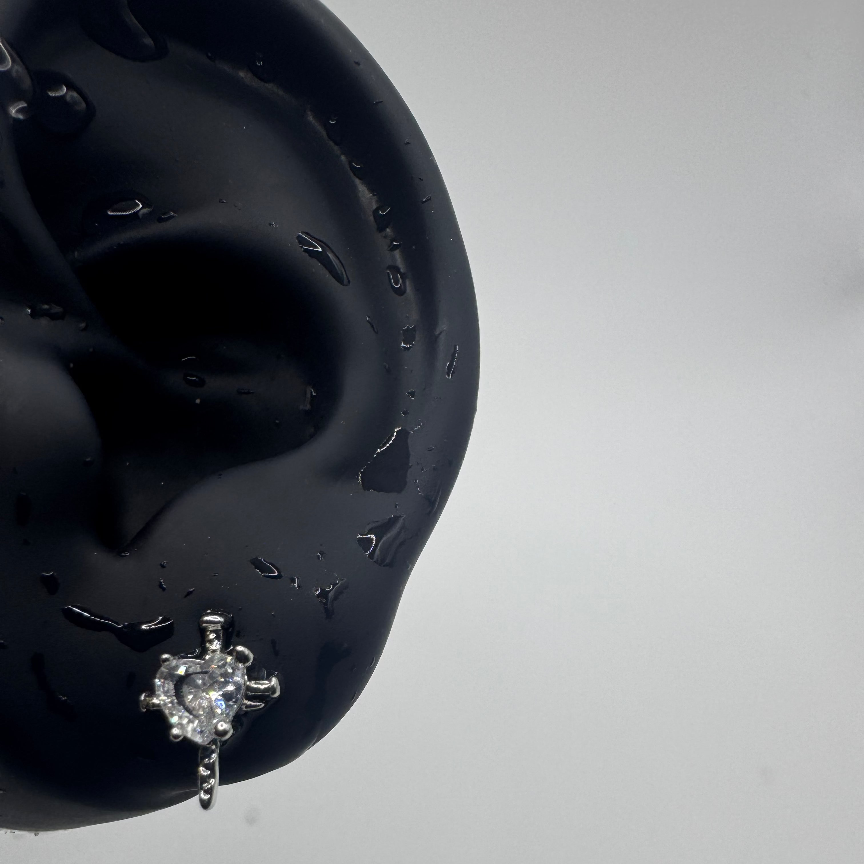 Crystal Heart Sword Helix Earring