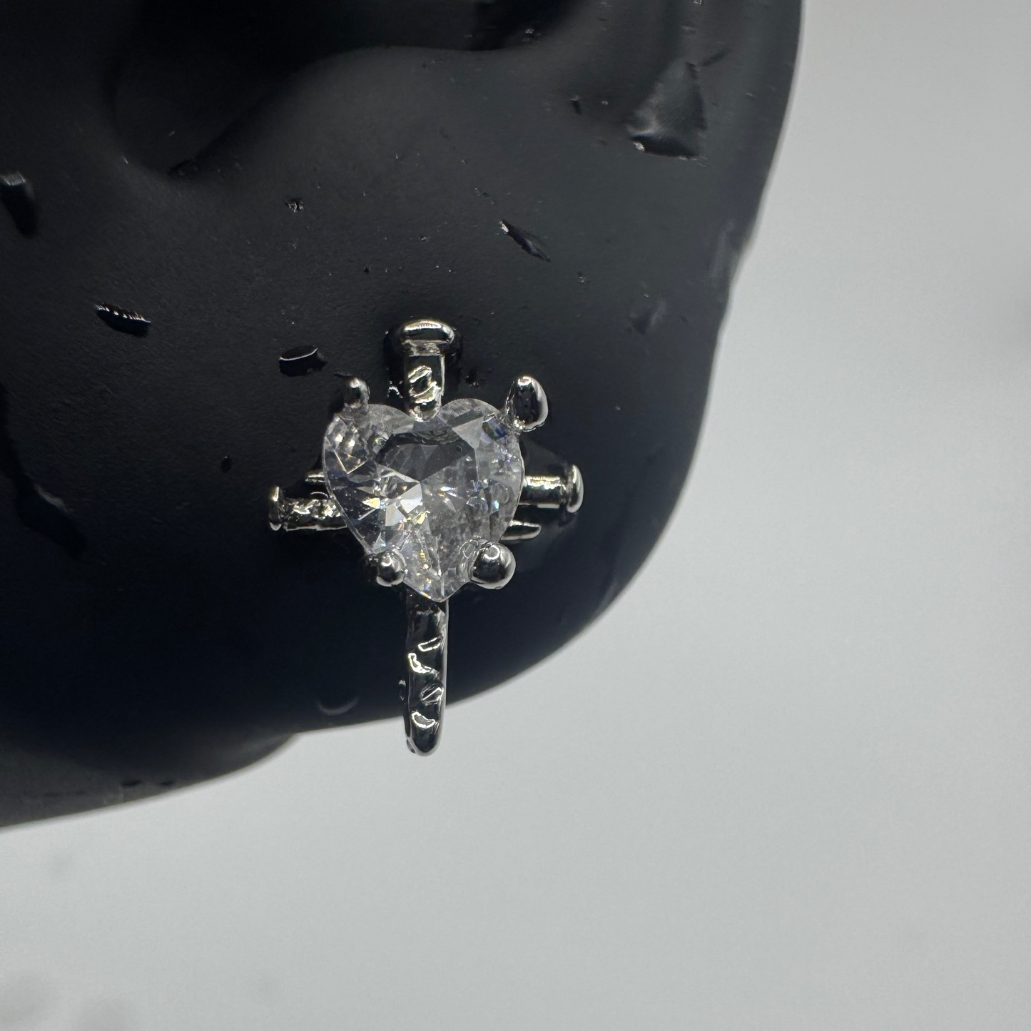 Crystal Heart Sword Helix Earring