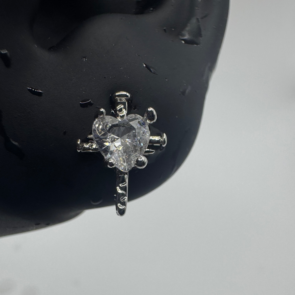 Crystal Heart Sword Helix Earring