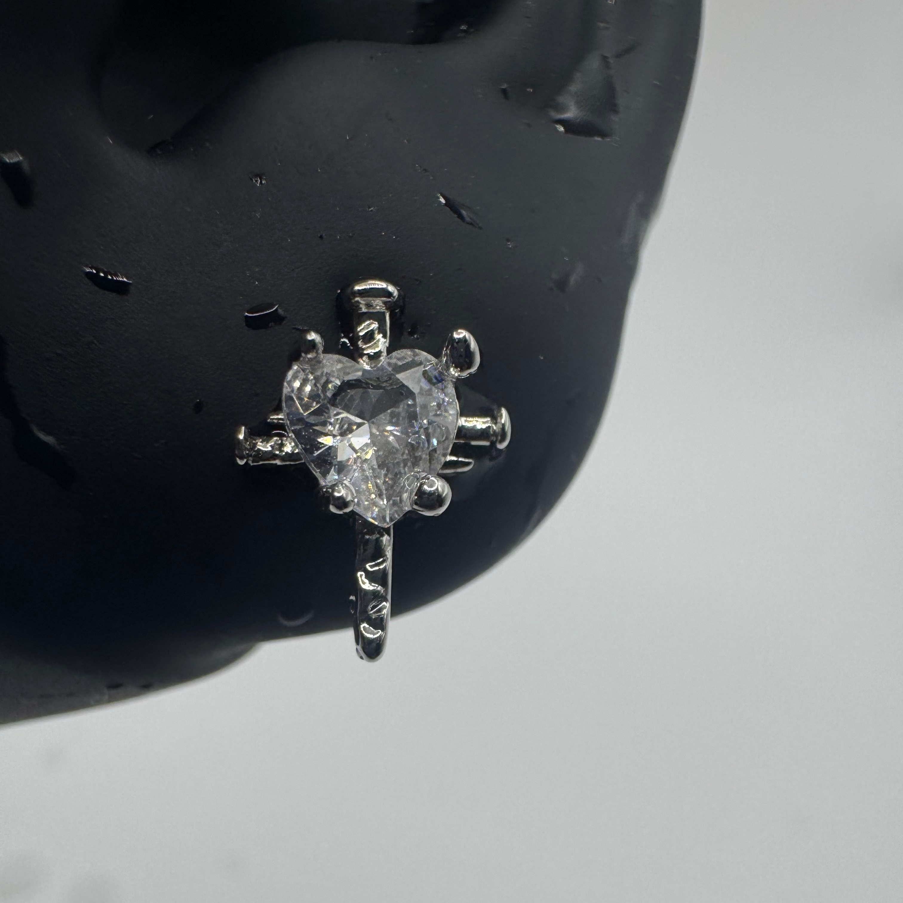 Crystal Heart Sword Helix Earring