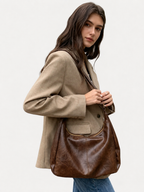 Nasaria Leather Mocha Brown Tote Bag
