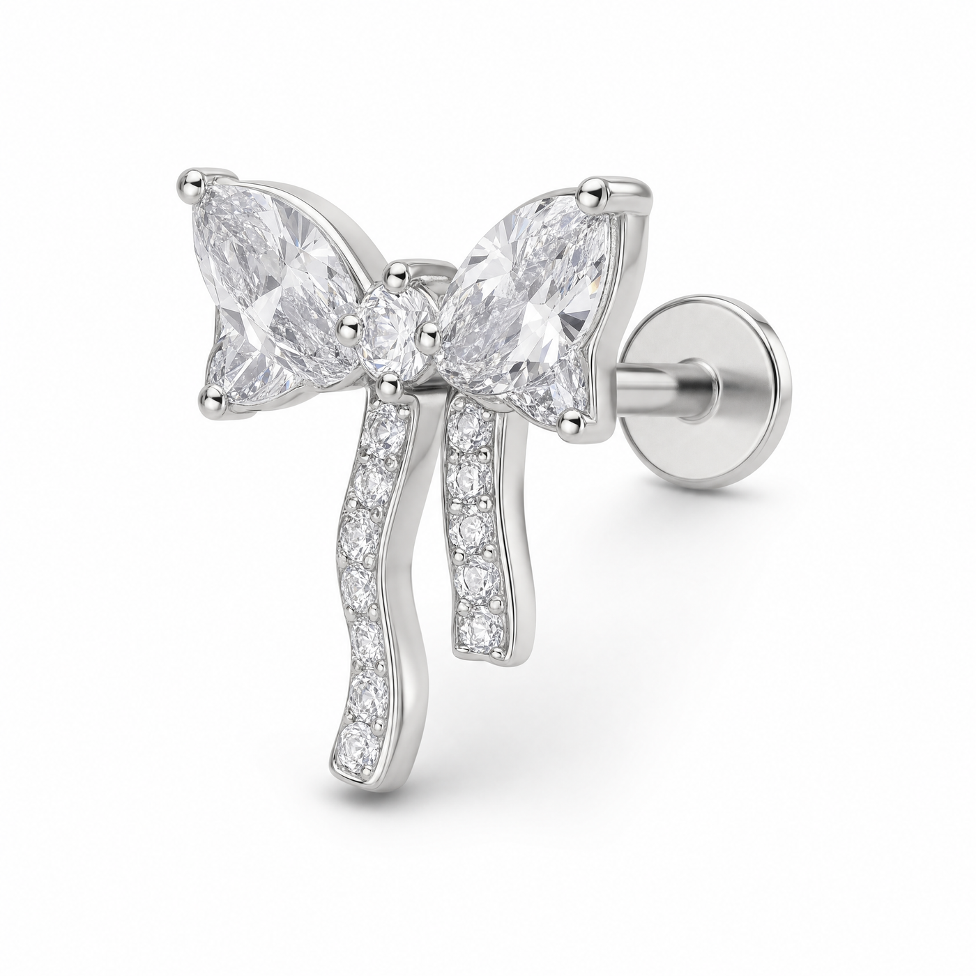 Crystal Bow Helix Earrings studio shot