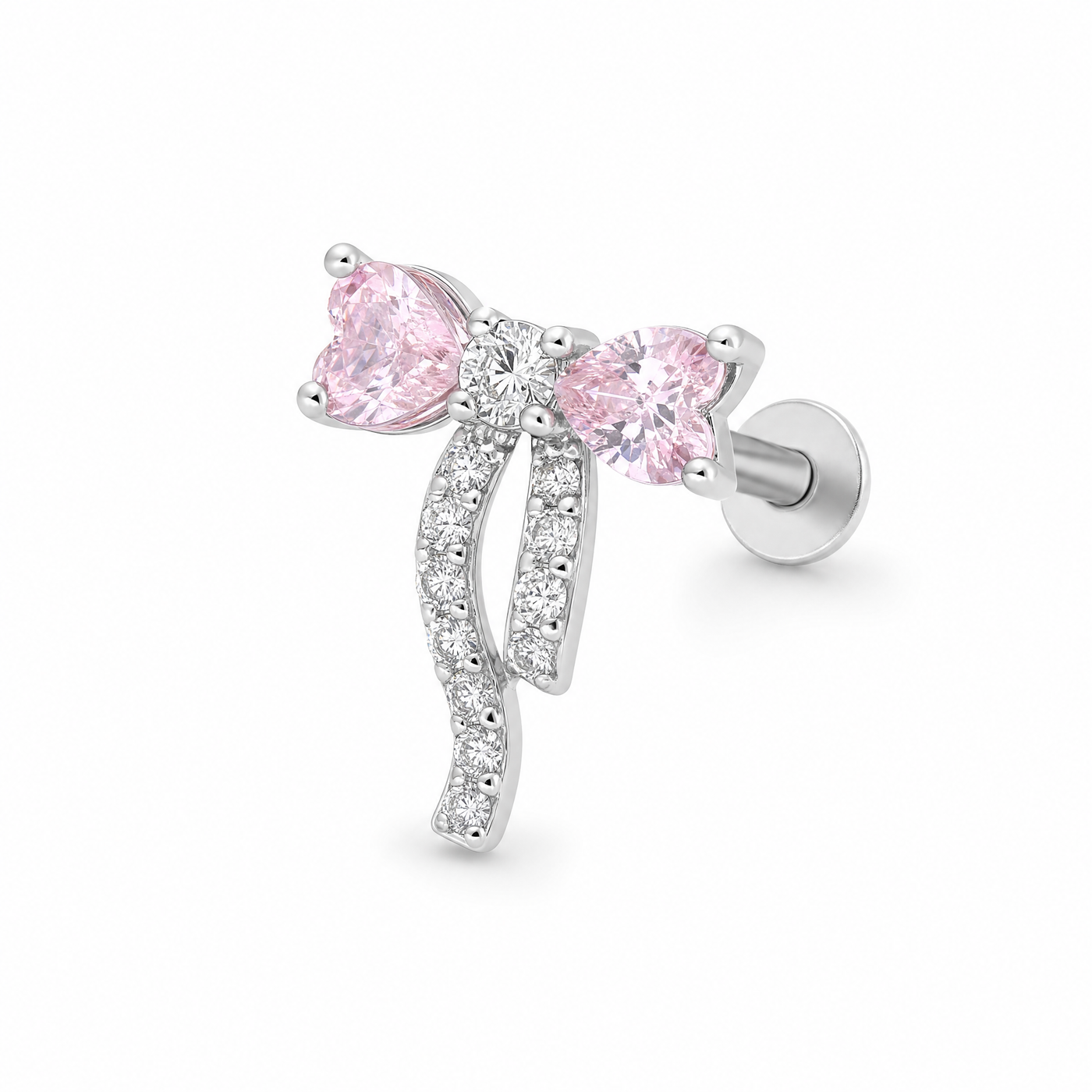 Rosé Crystal Bow Helix Earring studio shot
