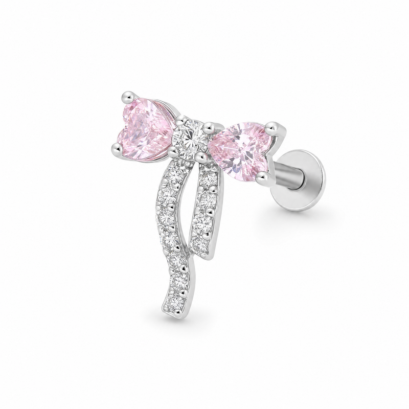 Rosé Crystal Bow Helix Earring