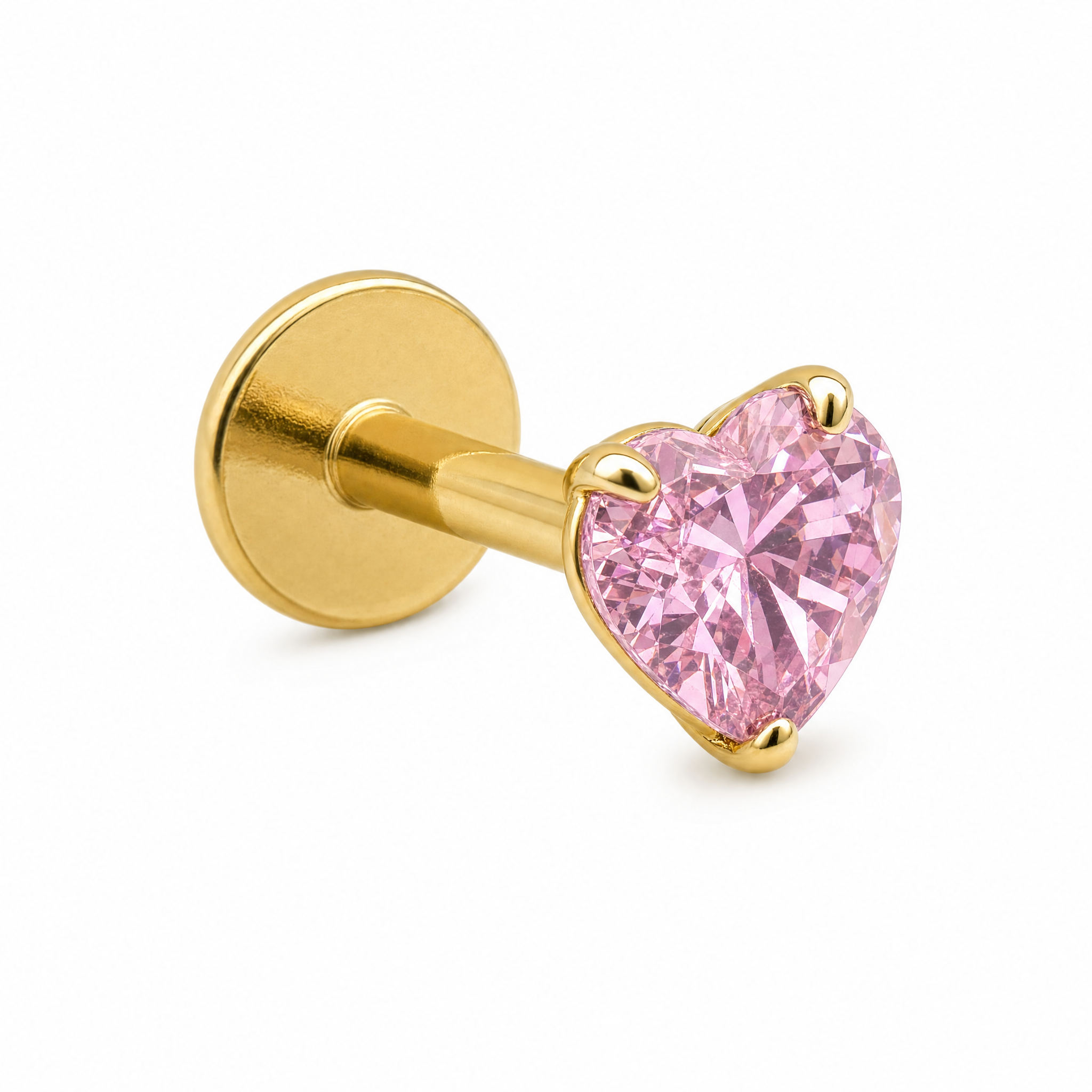Golden Petal Pink Heart Helix Hoop studio shot