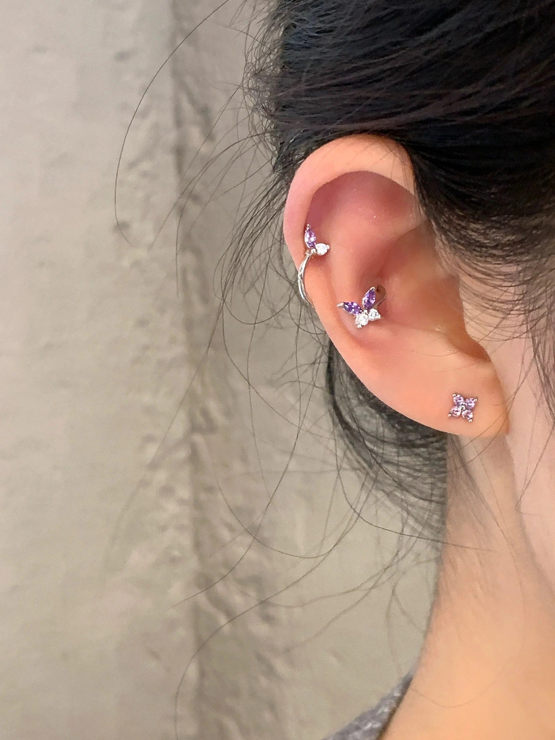 Violet Butterfly Conch Earrings