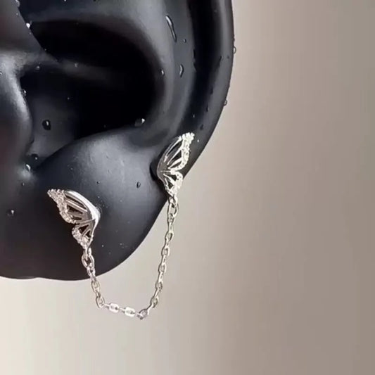 Butterfly Wing Helix Chain Earrings