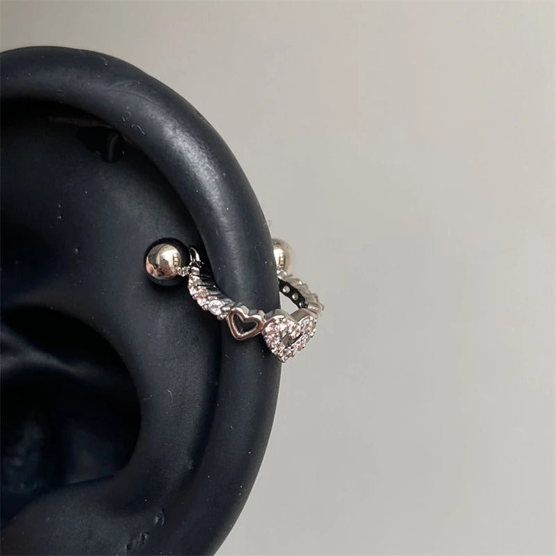 Crystal Heart Helix Earrings