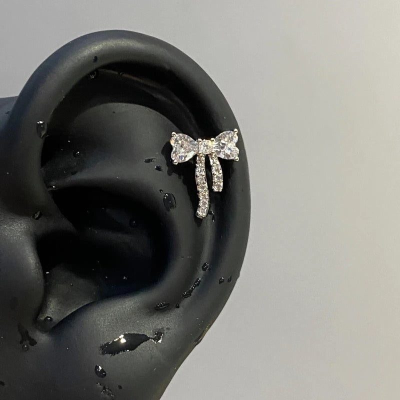 Crystal Bow Helix Earrings