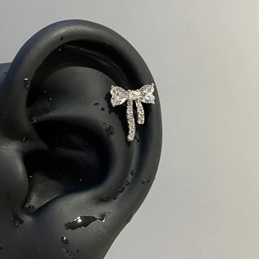 Crystal Bow Helix Earrings