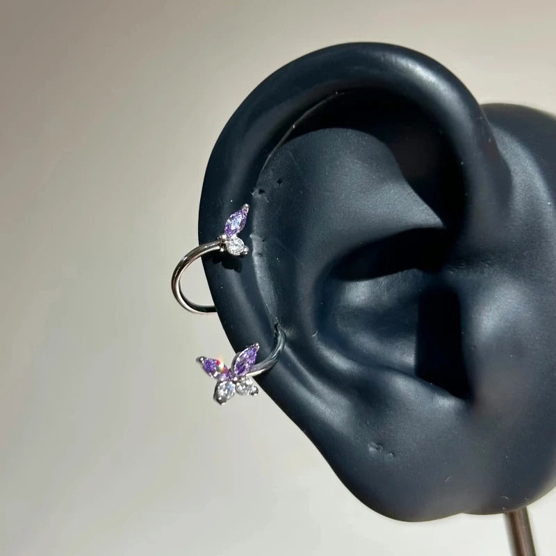 Violet Butterfly Conch Earrings