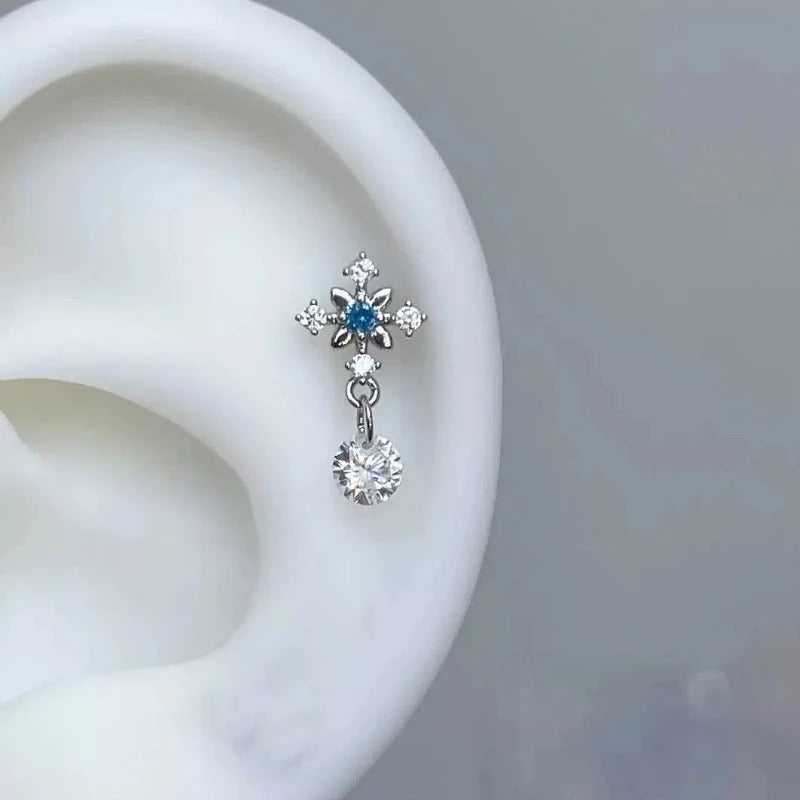 Blue Bloom Helix Earrings