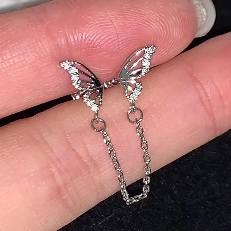 Butterfly Wing Helix Chain Earrings