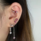Crystal Bow Heart Drop Earrings