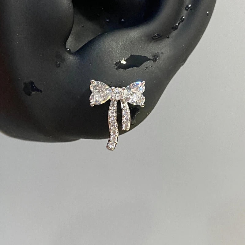 Crystal Bow Helix Earrings