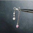 Crystal Bow Heart Drop Earrings