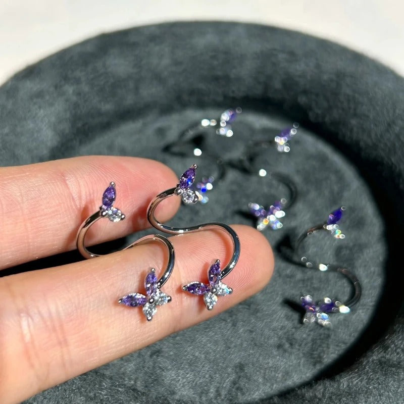 Violet Butterfly Conch Earrings