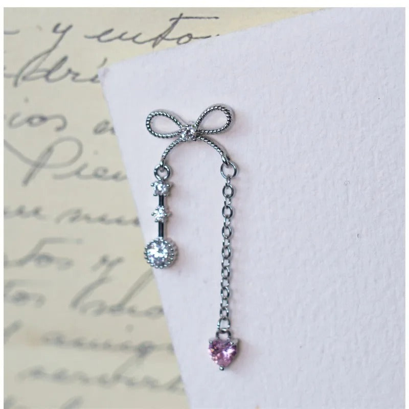 Crystal Bow Heart Drop Earrings