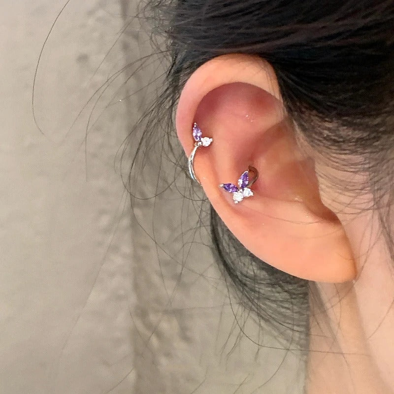 Violet Butterfly Conch Earrings
