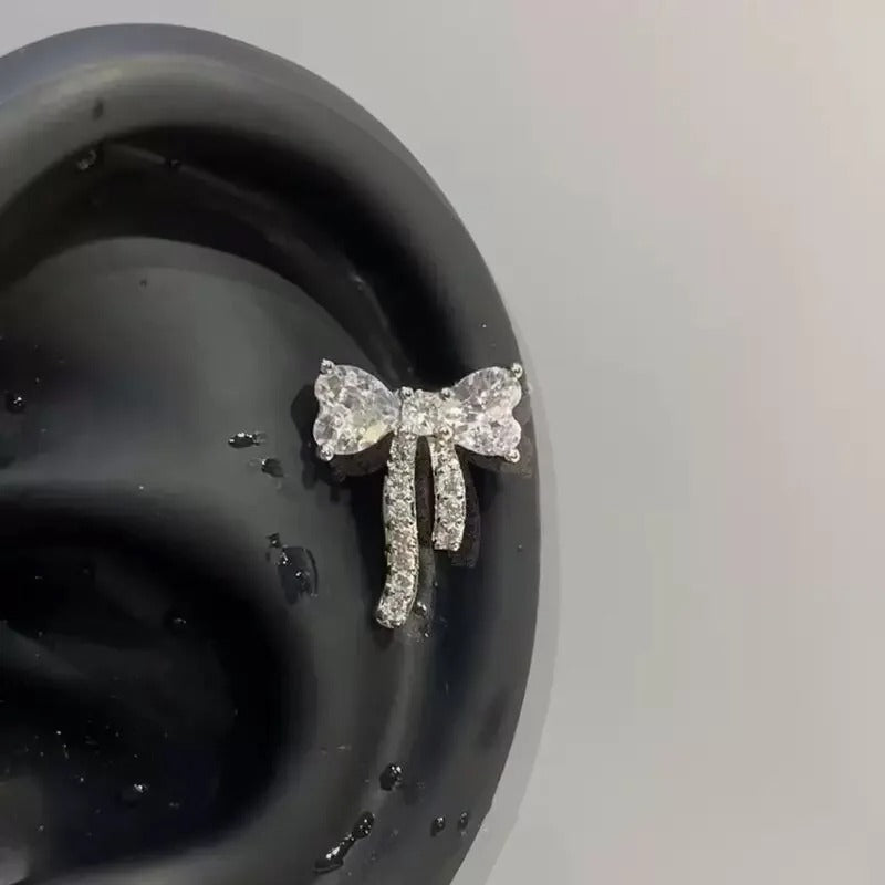 Crystal Bow Helix Earrings