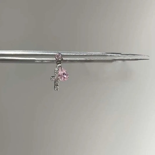 Pink Crystal Drop Helix Earrings