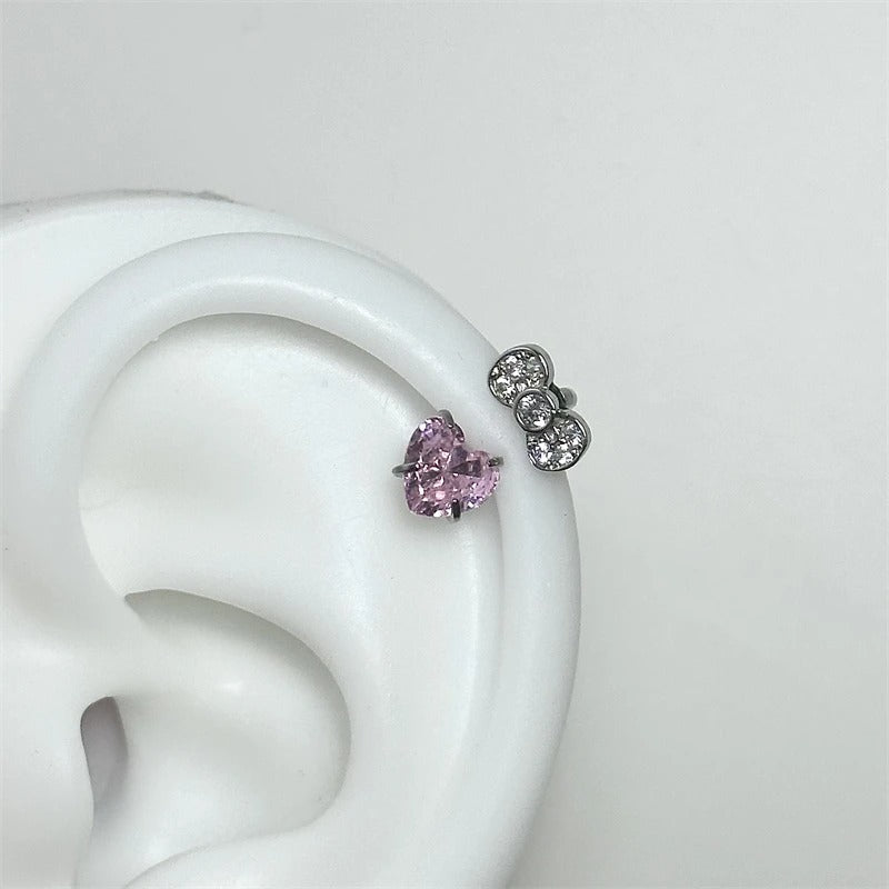 Petal Pink Heart Helix Hoop