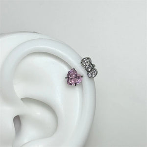 Petal Pink Heart Helix Hoop