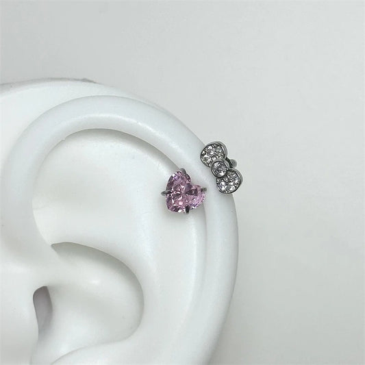 Petal Pink Heart Helix Hoop